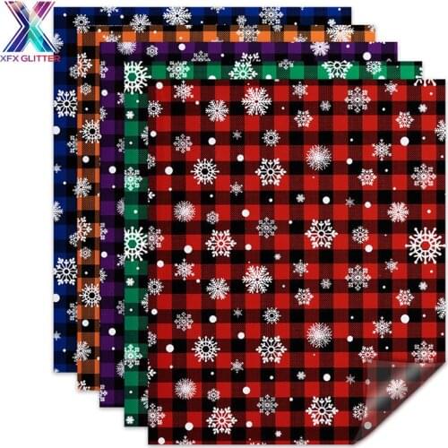 XFX HTV 25X30.5cm Iron-on Vinyl Leopard Pattern Heat Transfer Vinyl Christmas Snowflake Stickers for Xmas Decals T-shirt Cricut