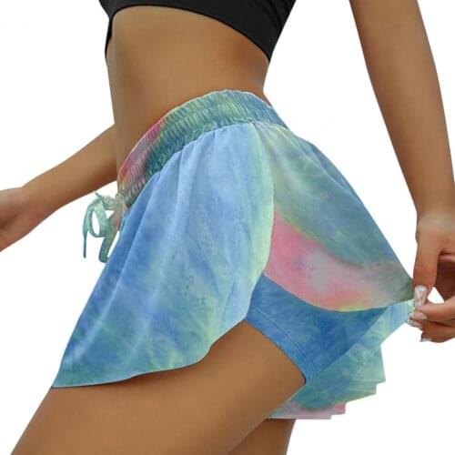 Female Summer Shorts Women Culottes Elastic Waist Loose Skirt Hem Tie Dye Split Culottes Fitness Jogging Streetwear Female 2XL