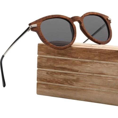 Rosewood Sunglasses Men Women 2020 Polarized Round Shades Travel Wood Sun Glasses Vintage Metal Leg Eyeglasses Brand Design