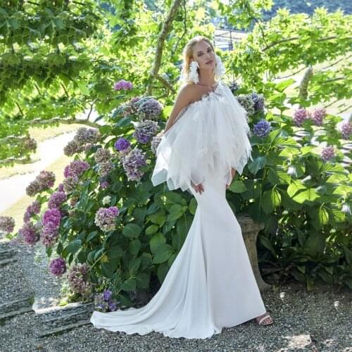 One Shoulder African Mermaid Wedding Dresses Plus Size Bridal Gowns Draped Satin vestido de fiesta de boda Cheap