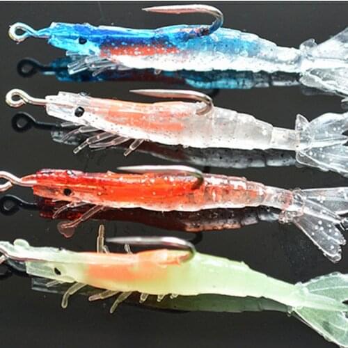 Luminous Shrimp Silicon Soft Artificial Bait With Hooks Swivels Anzois Para Pesca Sabiki Rigs Fishing Tackle Fishing Lures
