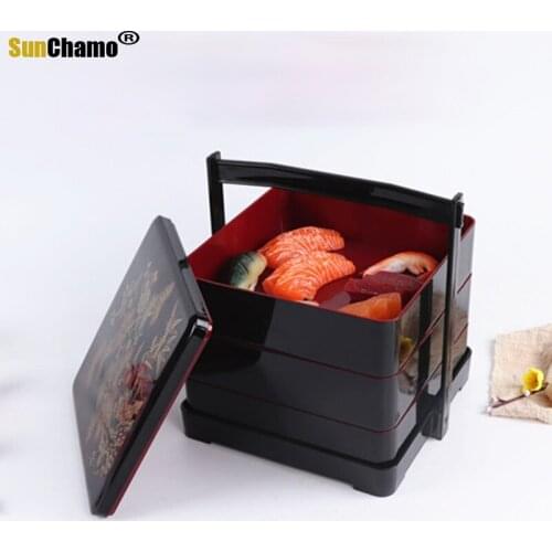 Three Layers Japanese Sushi Box Lunch Box Picnic Snack Box Fast Food Packages Bento Box Snack Packaging Box Candy Gift Lunch Box