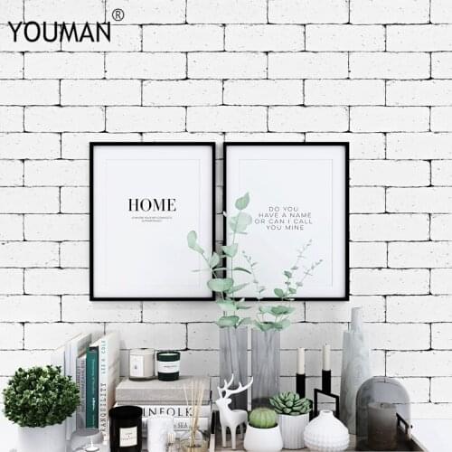 Vintage White 3D Brick Wallpapers Nordic Waterproof Wall Paper Roll for Shop Bar Background Walls contact paper carta da parati