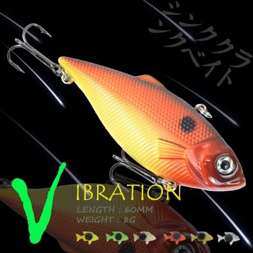 WALK FISH VIB Vibration 60MM 8G Wobblers Fishing Lure Sinking Hard Artificial Lures Sea Bass Pike Fishing Tackle