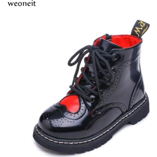 Weoneit Winter Children Boots PU Leather Waterproof Martin Boots Shoes for Kids Snow Boots Girls Boys Boots Fashion Sneaker
