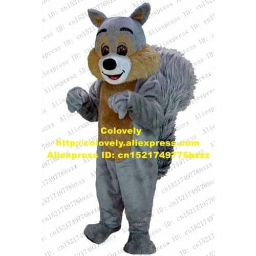 Vivid Grey Squirrel Mascot Costume Mascotte Scuiridae Eichhoernchen Adult With Big Yellow Eyes Long Fur Tail No.2892 Free Ship