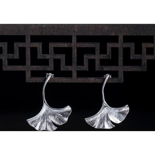 VLA 925 Sterling Silver Personalized Fashion Gingko Leaf Earrings Womens Temperament Elegant Handmade Silver Accessories