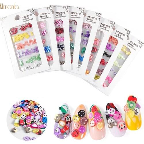 1Pcs Hot Selling Soft Pottery Nail Art Fruit Slices Nail Art DIY Designs Colorful Polymer Clay Animal Sticker Art Decorations