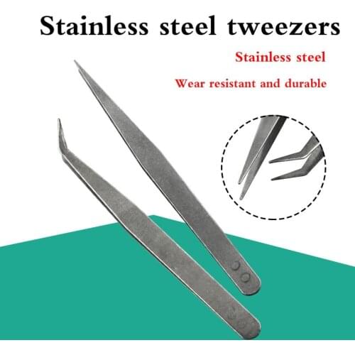 1PCS Stainless Steel Sharp Tweezers Maintenance Tools Industrial Precision Curved Straight Tweezers Phone Computer Repair Tools