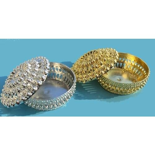 100pcs Luxury Golden Silver Peacock Round Candy Box Treasure Chest Wedding Favor Box Party Supplies