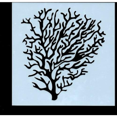 13*13 Coral tree Layering Painting template Stencils graffiti hand board hollowed out photo album graphic spray painting tool