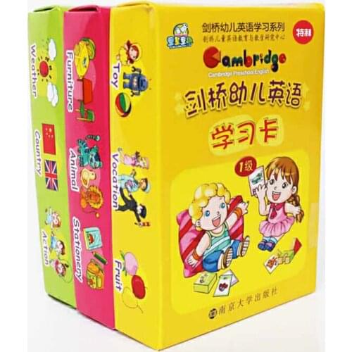3Boxes/set 56Pcs/box Cambridge Preschool English Flash Cards for Babies/Toddlers English Learning Cards Education Material