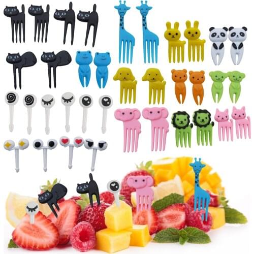 36 pcs Mini Forks Set Cute Animal Pattern Fruits Forks For Kids Cartoon Giraffe Cake Dessert Cocktail Party Holiday Supplies