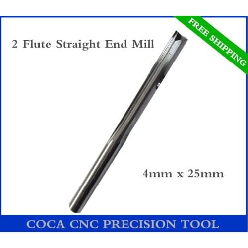 4mm*25mm,Freeshipping CNC Solid carbide woodworking insert router bit,Tungsten end mill,2 flute straight end milling,PVC,MDF