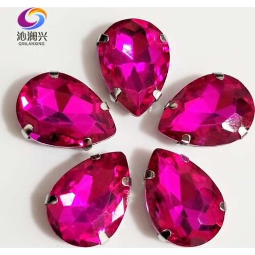 Free shipping Rose red DR shape High quality Glass Crystal flat back sew on rhinestones,Diy Clothing accessories SWS08