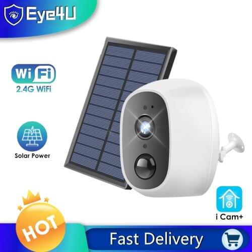 Solar Power Charging Wireless WiFi Camera 1080P 2MP HD Outdoor Security IP Camera Surveillance External Solar Panel