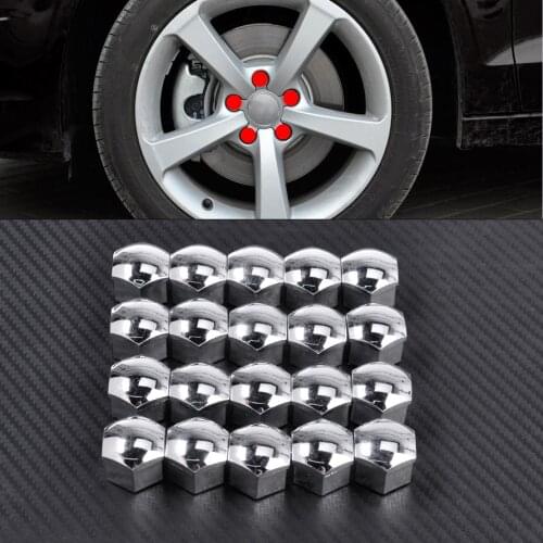 DWCX 20pcs 17mm Hexagon Silver Wheel Lug Bolt Center Nut Covers Caps 321601173A for Audi A4 Volkswagen Jetta Golf Skoda