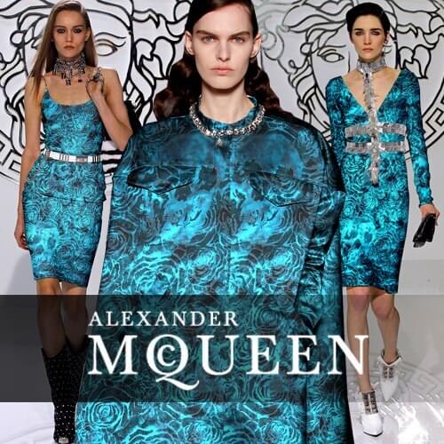 Blue Skull Rose MQ Super Order Electro-Optic Texture Coating Elastic Fashion Denim Fabric