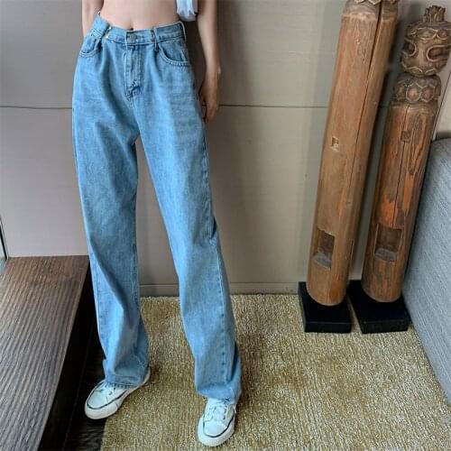 IMucci 2020 Summer New Korean Mopping Pants Loose Drape Straight Wide Leg Pants High Waist Thin Jeans Women Tide TM2322