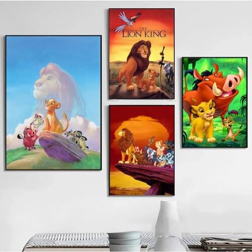 Cute Disney Character Lion King Canvas Painting Wall Art Posters and Print Wall Art Pictures Home Decoration for Childrens Room