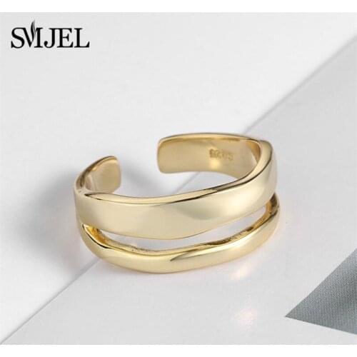 Simple Twist Charming Irregular High Polish Wave Rings Gold Open Rings Jewelry For Women Smooth Geometric Ring Party Gifts