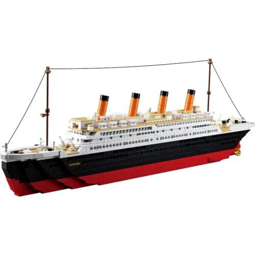 SLUBAN Titanic Cruise Boat Ship City Model Adventurer Building Blocks Educational Figures DIY Toys Hobbies for Children Bricks