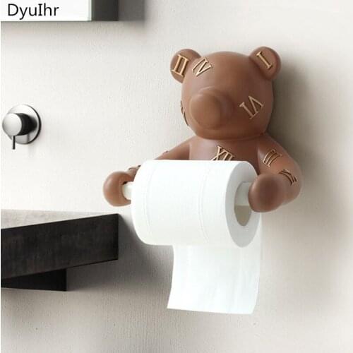 Nordic creative bear wall-mounted tissue box holder decorative animal head tissue roll toilet paper holder DXUIALOI