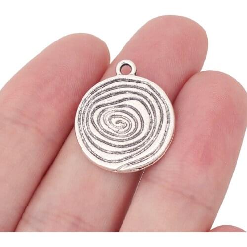 30 x Silver Color Vortex Spiral Circle Charms Pendants Double Sided for Necklace Bracelet Jewelry Making 24x20mm
