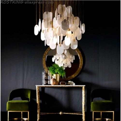 American Luxury Cloud Stone Chandeliers Lights Post Modern Living Room Dining Room Marble Deco Lamps French Villa Lamps Lighting
