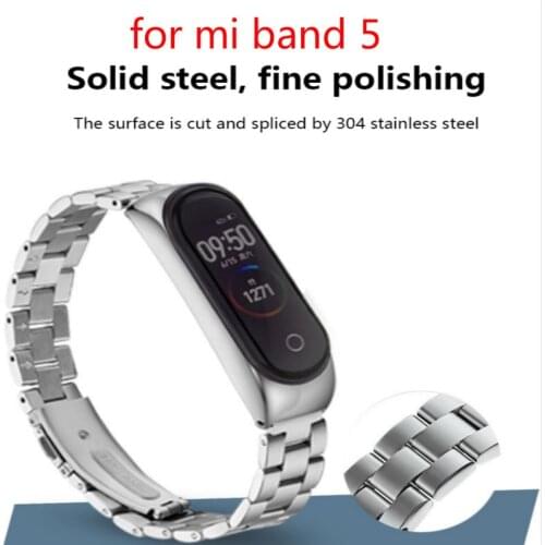 Original Metal Strap For Xiaomi Mi Band 5 Screwless Stainless Steel Bracelet Wristbands Replace Accessories For Mi Band 5