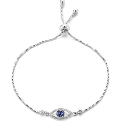 Fashion Brilliant cubic zircon box chain charm Bracelets Turkish eye bracelet For Women Girls Fine Jewelry 2021