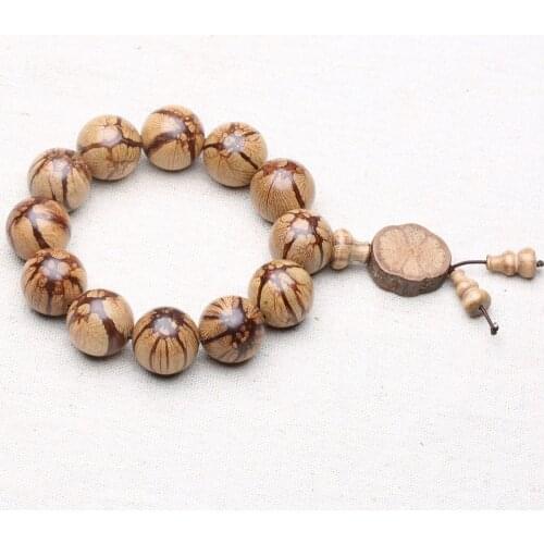 Natural Flower and Tree Buddha Bead Buddhist Prayer Wooden Bead Bracelet 20mm Bracelet Mens Meditation Jewelry, Suitable for Me
