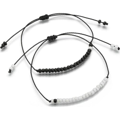 New Fashion Double Layer Bead Handmade Braided String Bracelet Adjustable Weave Charm Beads Thin Bracelets For Women Jewelry