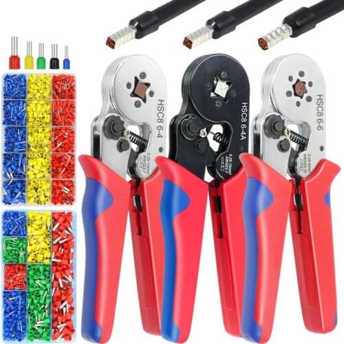 Tubular Terminal Crimping Tools Mini Electrical Pliers HSC8 6-4A/6-4 0.25-10mm² 23-7AWG 6-6 0.25-6mm² High Precision Clamp Sets