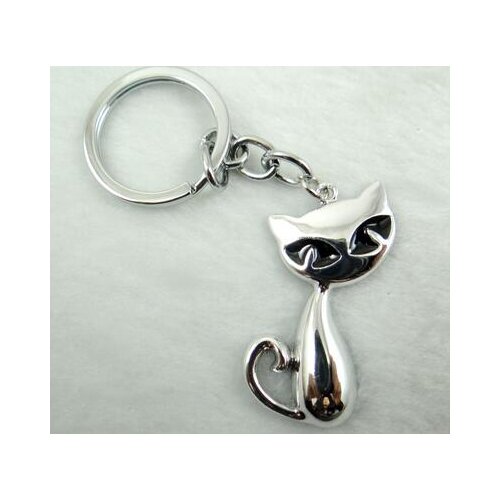 Wholesale Key Chain Ring Keyring Silver Cat Keychain pendant Gift Tool Men Car Accessories Free Shipping