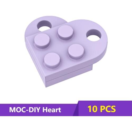 MOC 3176 Brick Heart Necklace/Key ring toys 2 x 2Heart-shaped Multicolor Compatible with Educational Toy Gift for Children
