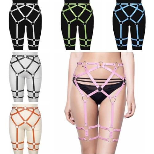 Pastel Goth Leather Sword Belt Harajuku Handmade Leather Harness Wedding Garter Belt Lingerie Stockings With Belt For Sex Leg