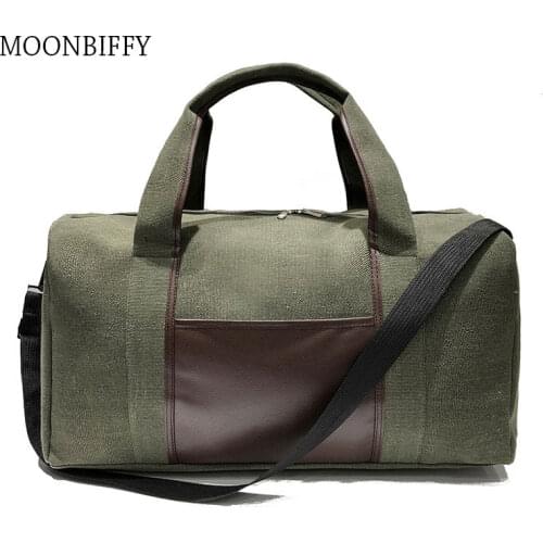 Men Canvas Simple Travel Luggage Handbags Women Solid Durable Duffel Shoulder Bags Female Crossbody Weekend Carry Organizer