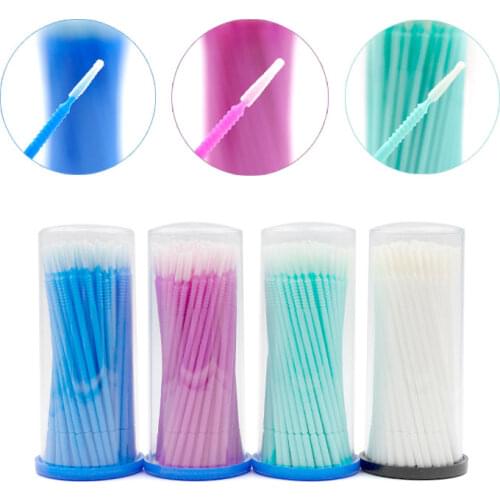 100pcs Disposable Micro Brushes Eyelash Extension Make Up Mascara Wands Individual Lash Removing Cotton Swab Applicator