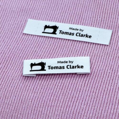 Sewing labels / Custom brand labels, Clothing Labels, Sewing Machine, Fabric 100% cotton, Custom text (FR031)