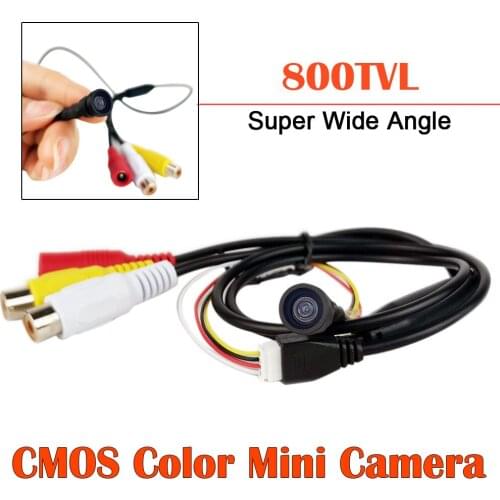 Super Wide Angle Mini Camera 800TVL CMOS CCTV Security Cameras+BNC to RCA Connector