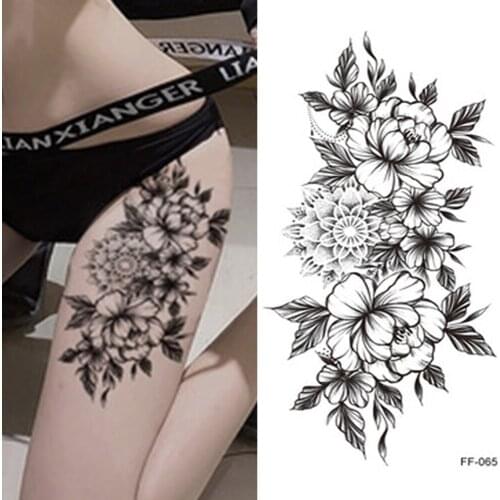 Dark Animal Girls Waist Arm Legs Water Transfer Tattoo Stickers Flower Snake Tiger Women Body Chest Art Temporary Fake Tattoos