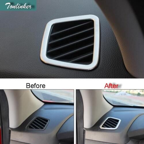 Tonlinker 2 PCS DIY Car Styling Stainless Steel trim outlet box special modified dashboard frame for HYUNDAI ix35 accessories