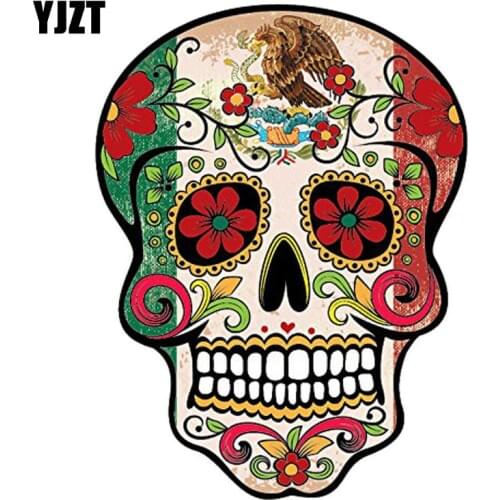 YJZT 10.2CM*13.5CM MEXICAN SUGAR SKULL Car Sticker Reflective The Tail Of The Car Decals C1-7078