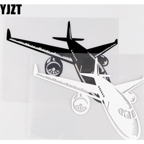 YJZT 15.5X11.5CM Aircraft Vinyl Decal Aviation Airport Creative Car Stickers Black / Silver 10A-0252