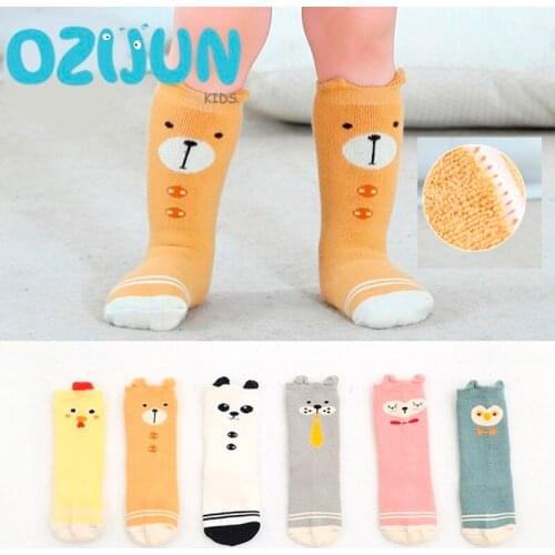 1-3Year Winter Super Warm Thickness Terry Cotton Knee High Baby Girl Boy Socks Kids Children Cute Animal Anti-slip Towel Leg Sox