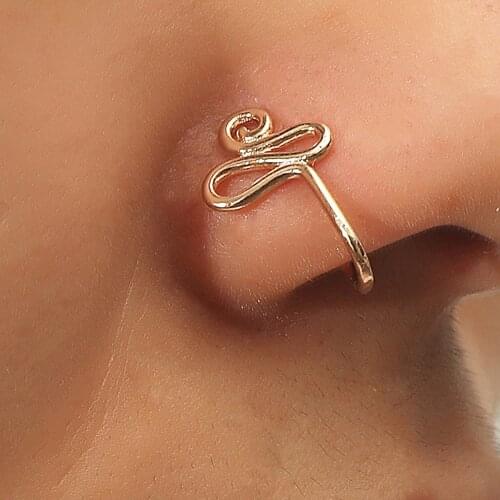 1pc Punk Non Puncture Nose Ring for Women U-Shaped Wire Spiral Fake Piercing Nose Clip Cuff Nostril Earring Body Jewelry Gifts