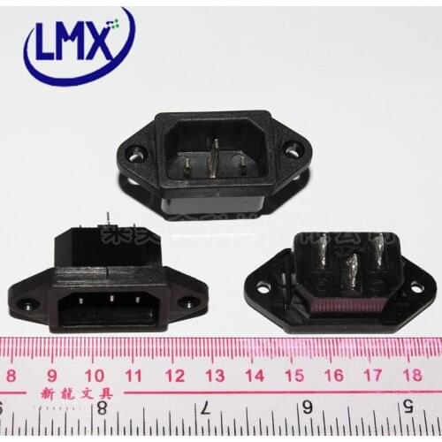 10Pcs/lot 3P IEC320 C14 Male Plug Panel Power Inlet Sockets Connectors AC 250V 10A copper wider legs free shipping