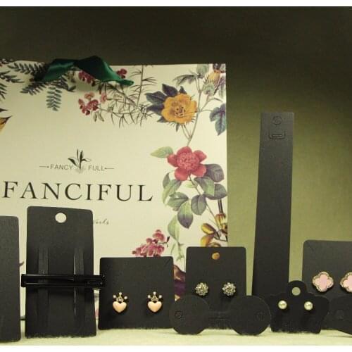 100pcs/lot Kraft Fashion Jewelry Necklace Earring Hair Clip Card Blank Black Paper Card Hang Tag DIY Jewelry Displays