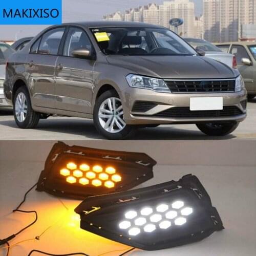 2PCS For Volkswagen VW Jetta 2017-2019 Dynamic Yellow Turn Signal Relay 12V Car DRL Lamp LED Daytime Running Light